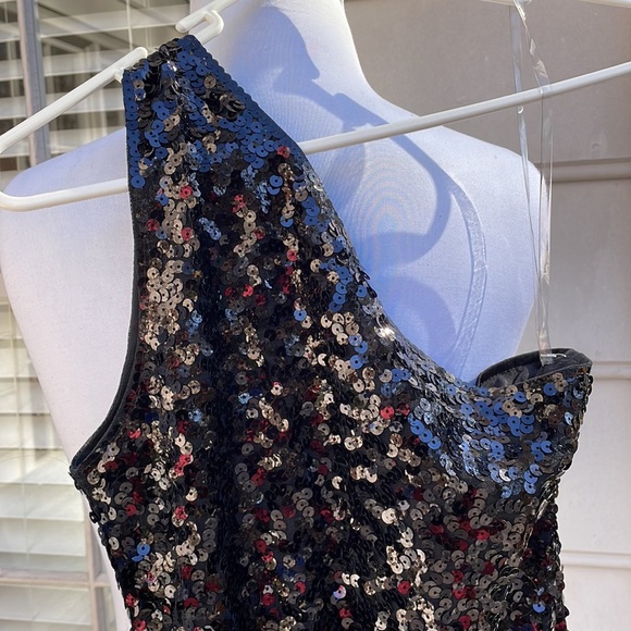 NWT- Anna-Kaci One-Shoulder Sequin Mini Dress Size S - Picture 4 of 11